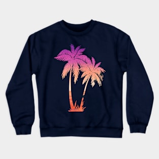 Palm trees silhouette and sunset double exposure Crewneck Sweatshirt